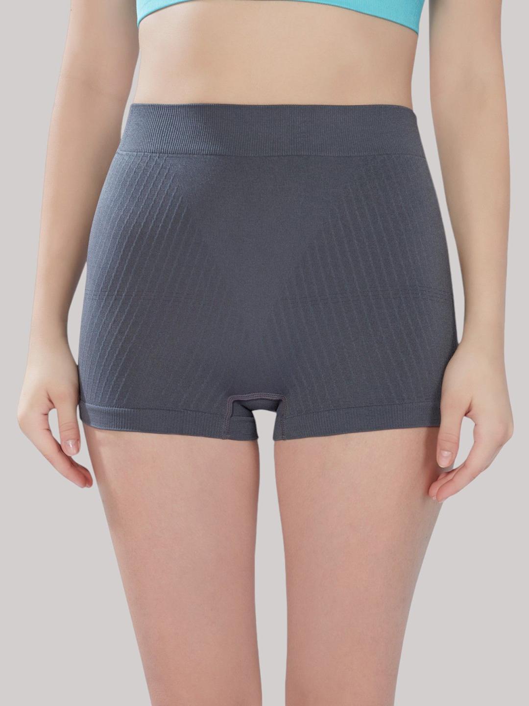Buy PLUMBURY Women  Seamless Ribbed Boy Short BriefsPL B/SPANTY C004 DGR M DARKGREY -  - Apparel for Women