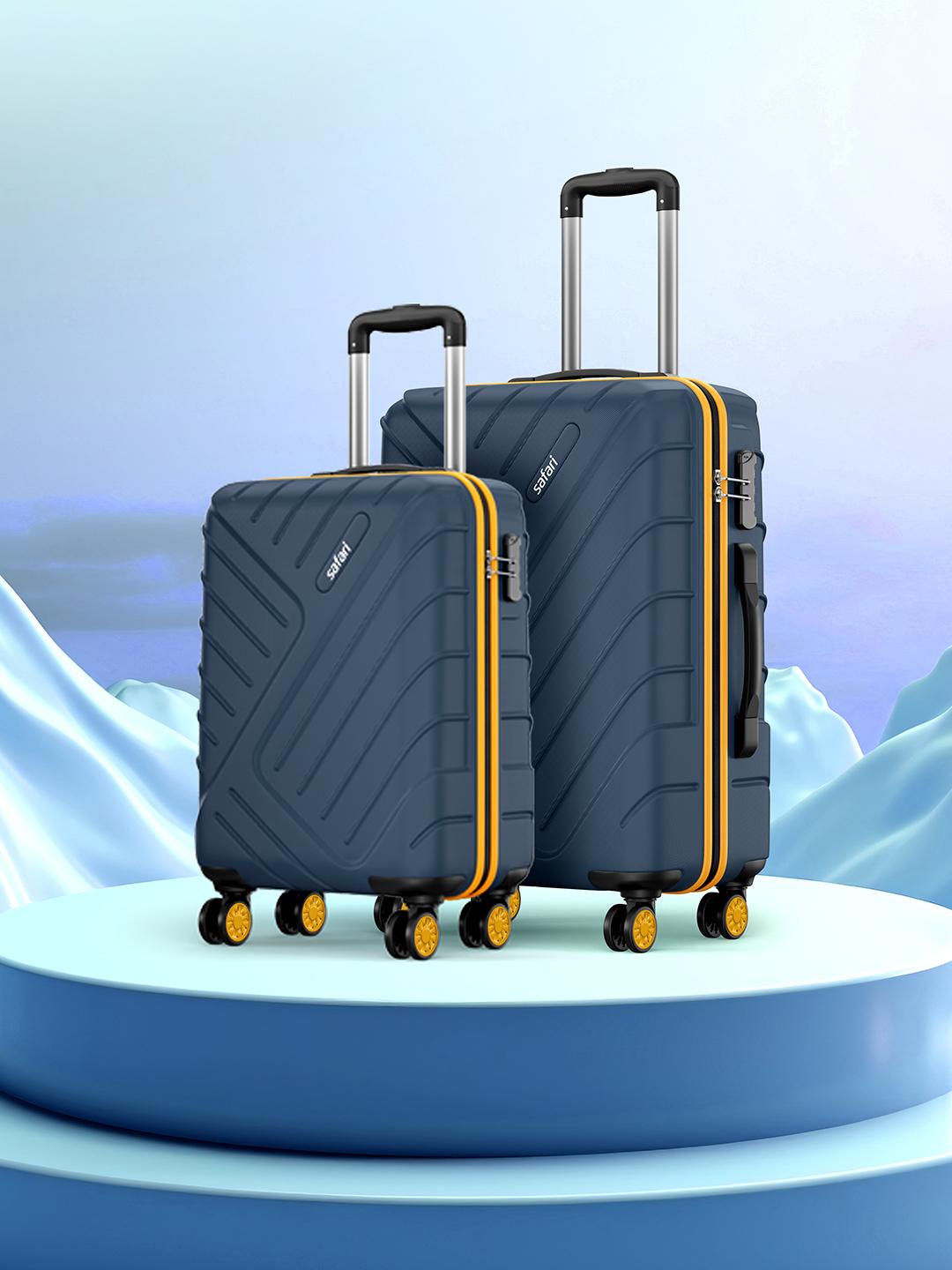 Buy Safari Accent Blue Set Of 2 Hard Side 8 Wheel Cabin & Medium Trolley Bag Suitcase - - Accessories for Unisex
