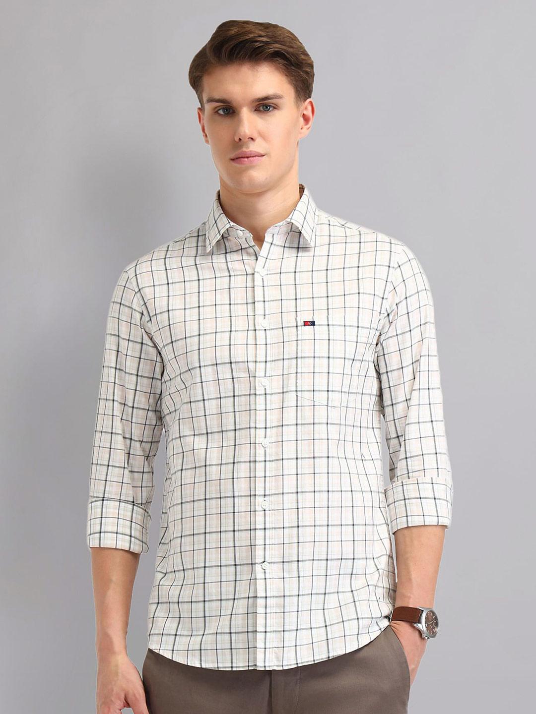 AD By Arvind Men Spread Collar Tartan Checked Cotton Slim Fit Casual Shirt