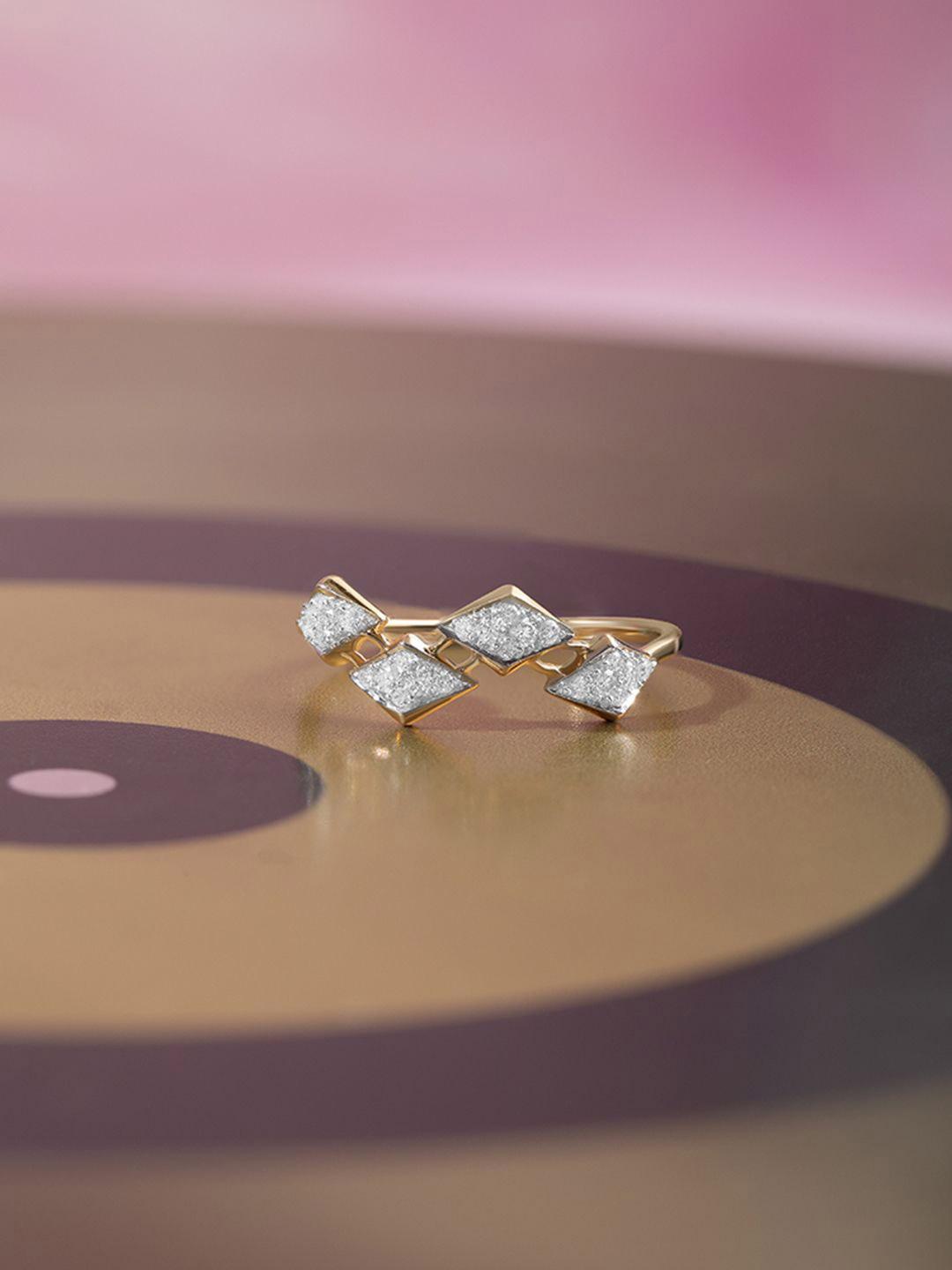 Buy Mia By Tanishq 18KT Yellow Gold Natural Diamond Finger Ring 1.54 Gm ...