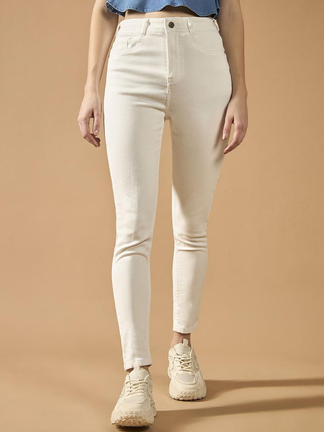Roadster Women Skinny High Rise Bleached Regular Length Stretchable Denim Jeans