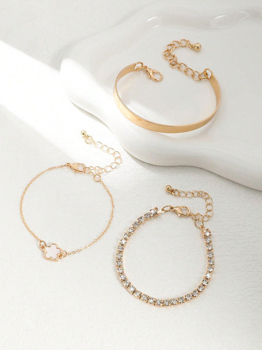 Buy Jewels Galaxy Set Of 3 Crystals Gold Plated Charm Bracelet - - Accessories for Women