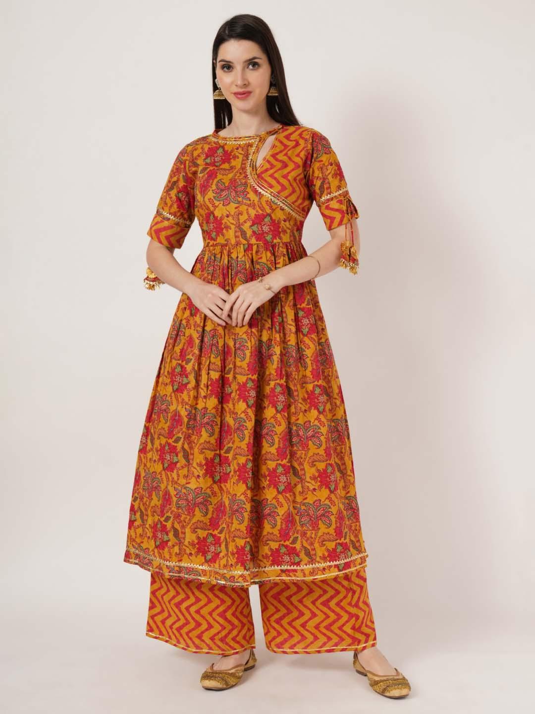 Gota Patti Embellished Angrakha Empire Kurta with Palazzo Set