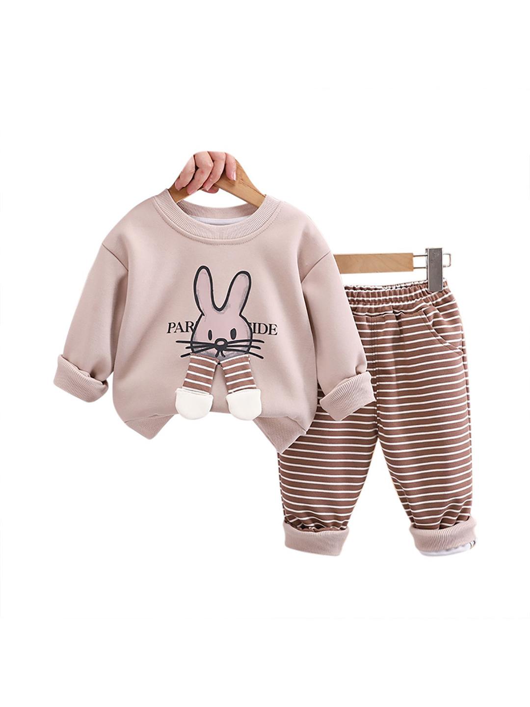 Buy StyleCast X Revolte Kids Beige & Brown Printed Pure Cotton Top With Trousers - - Apparel for Unisex Kids
