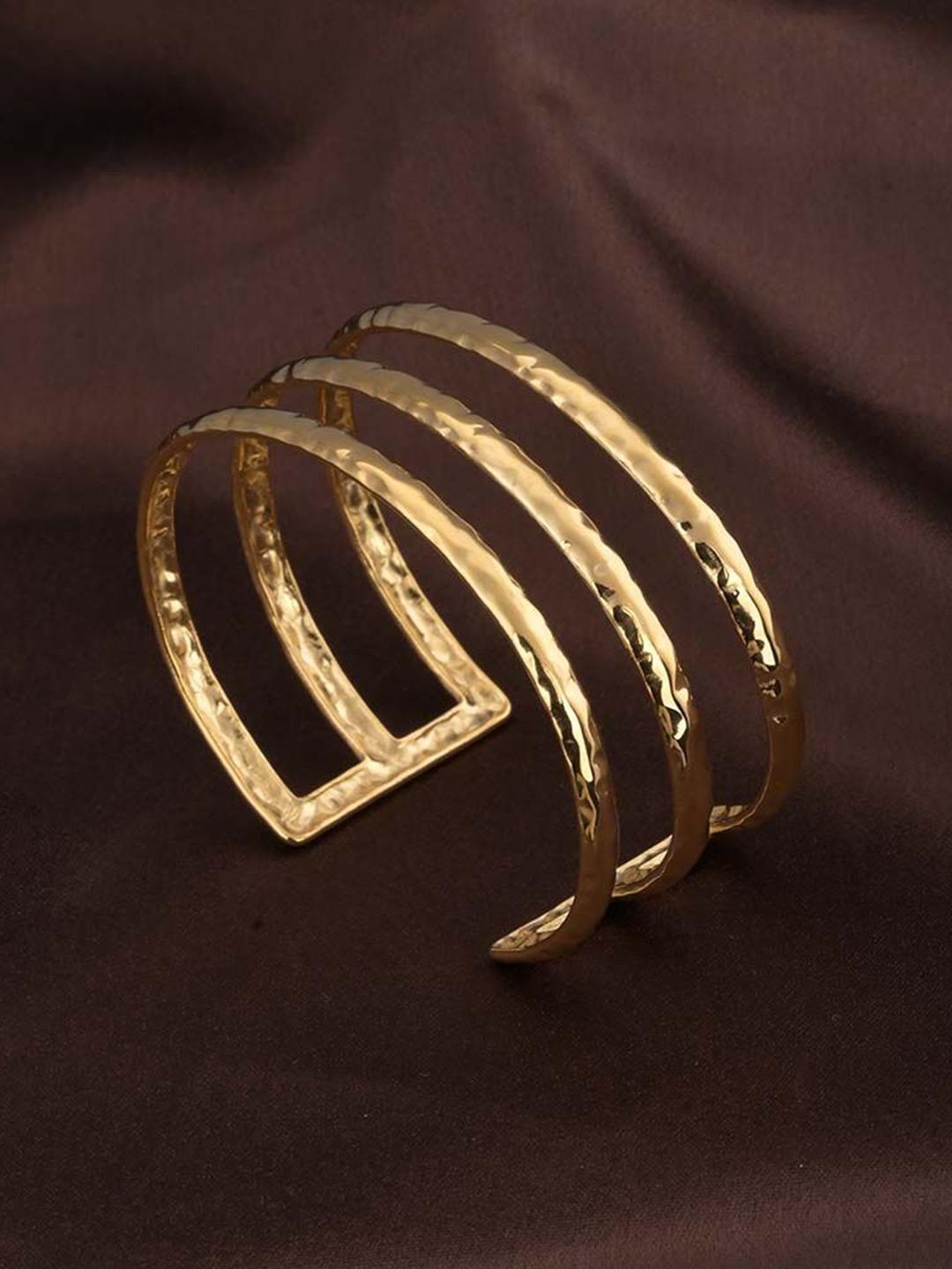 Buy PALMONAS Stainless Steel Gold Plated Three Layer Sleek Cuff Bracelet -  - Accessories for Women
