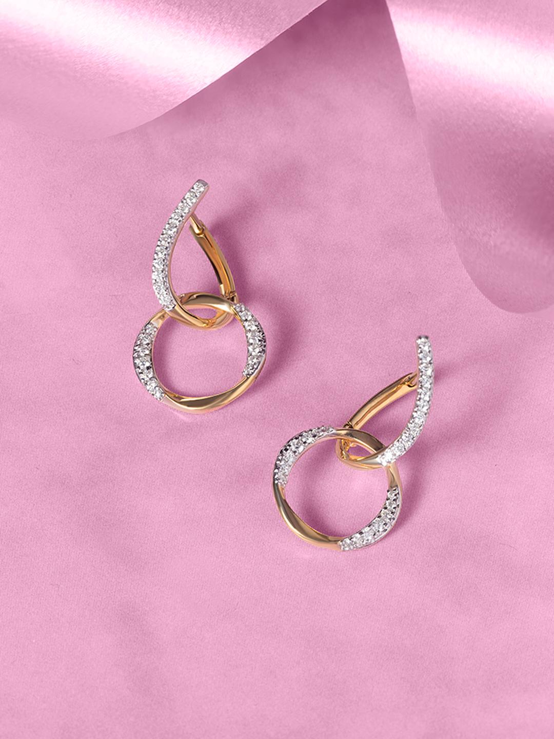 Buy Mia By Tanishq 18KT Yellow Gold Natural Diamond Hoop Earrings 3.907 ...