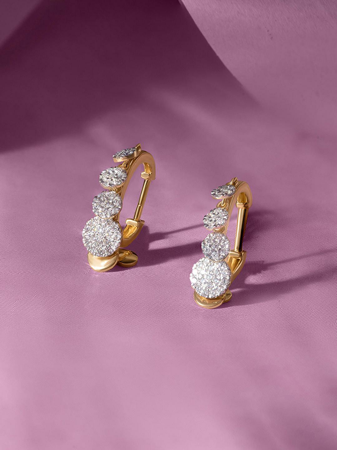 Buy Mia By Tanishq 18KT Yellow Gold Natural Diamond Hoop Earrings 3.624 ...