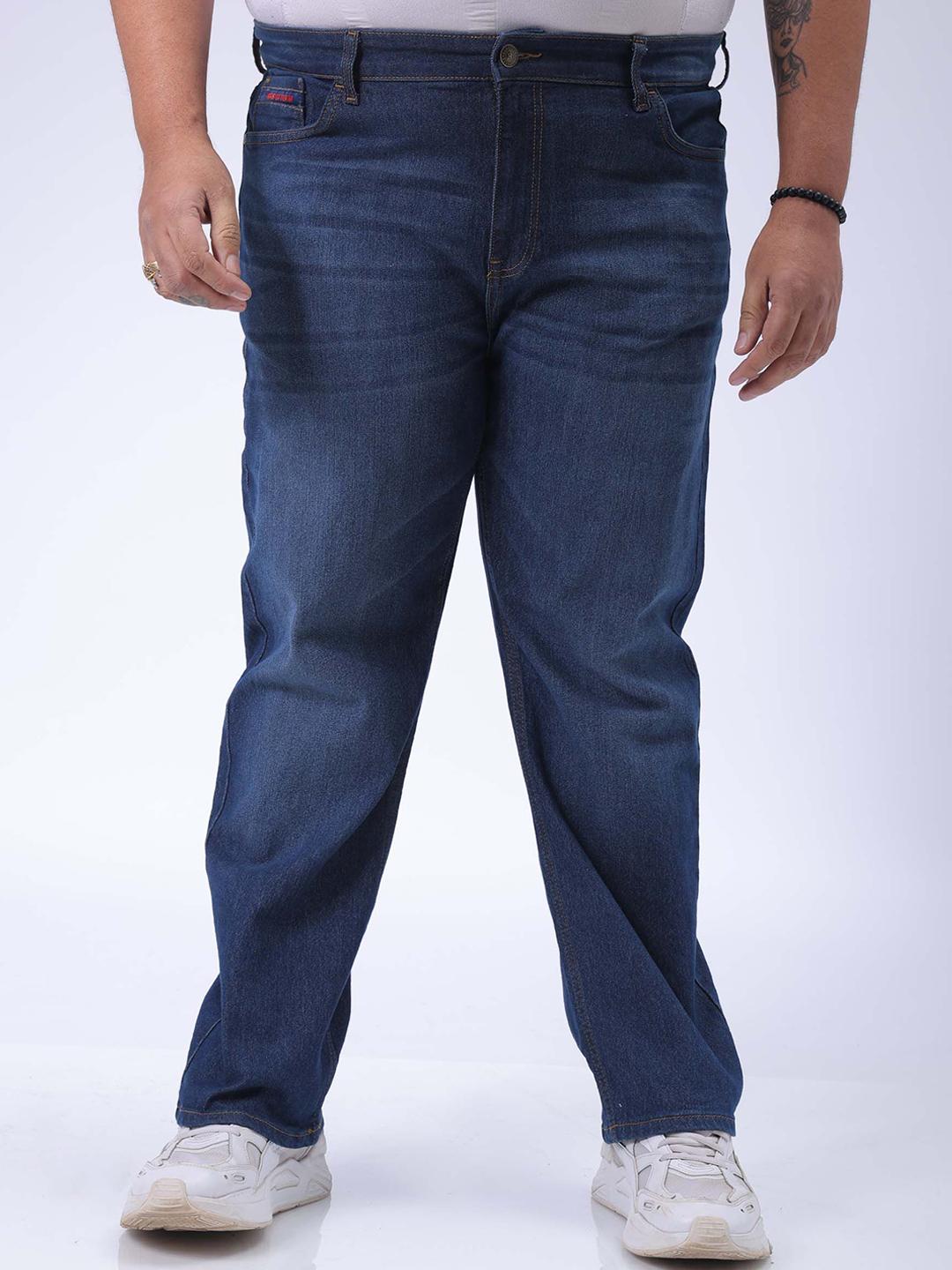 Hardsoda by The Indian Garage Co Plus Size Men Straight Fit Light Fade Stretchable Jeans