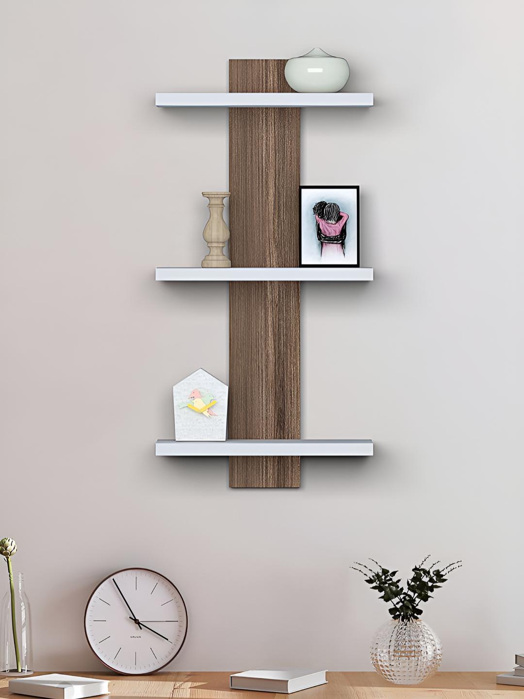 Buy RANDOM White & Brown Engineered Wood Wall Shelf - Wall Shelves for ...