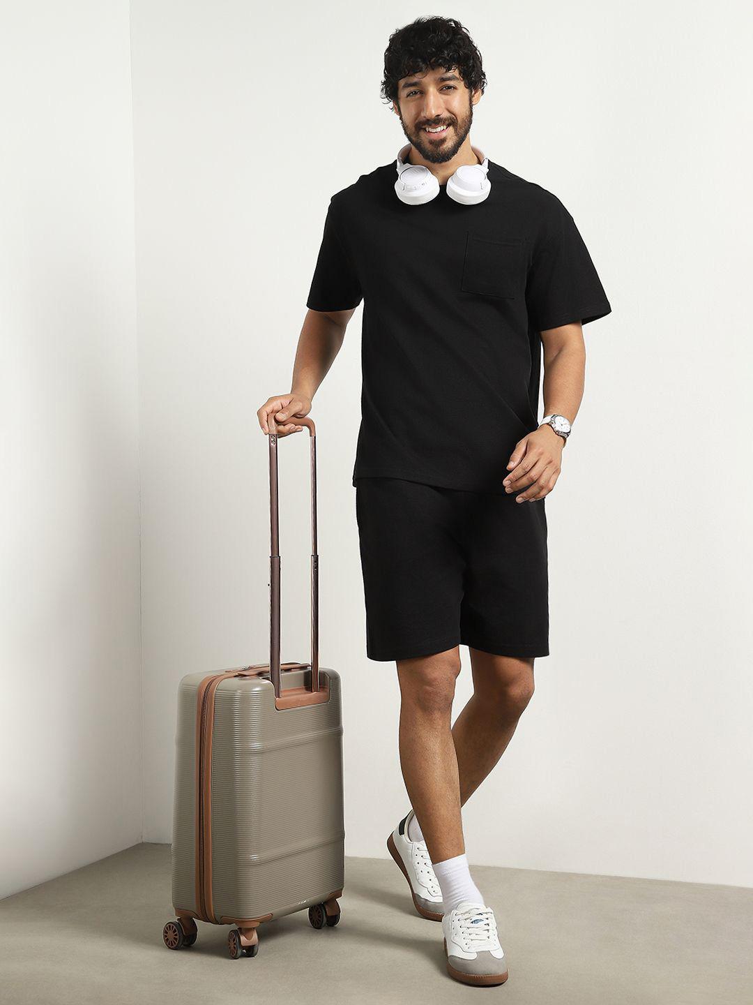 Buy NOBERO Oversized Textured T Shirt And Shorts Co Ord Set - - Apparel for Men
