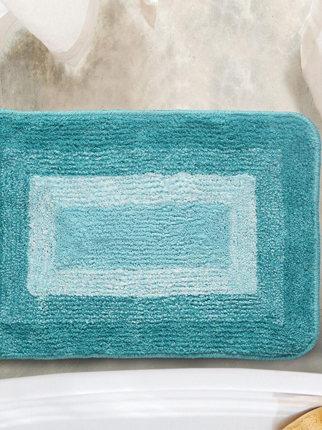 Buy Saral Home Green Textured Microfibre Anti Skid Bath Mats Bath Rug - - Home for Unisex