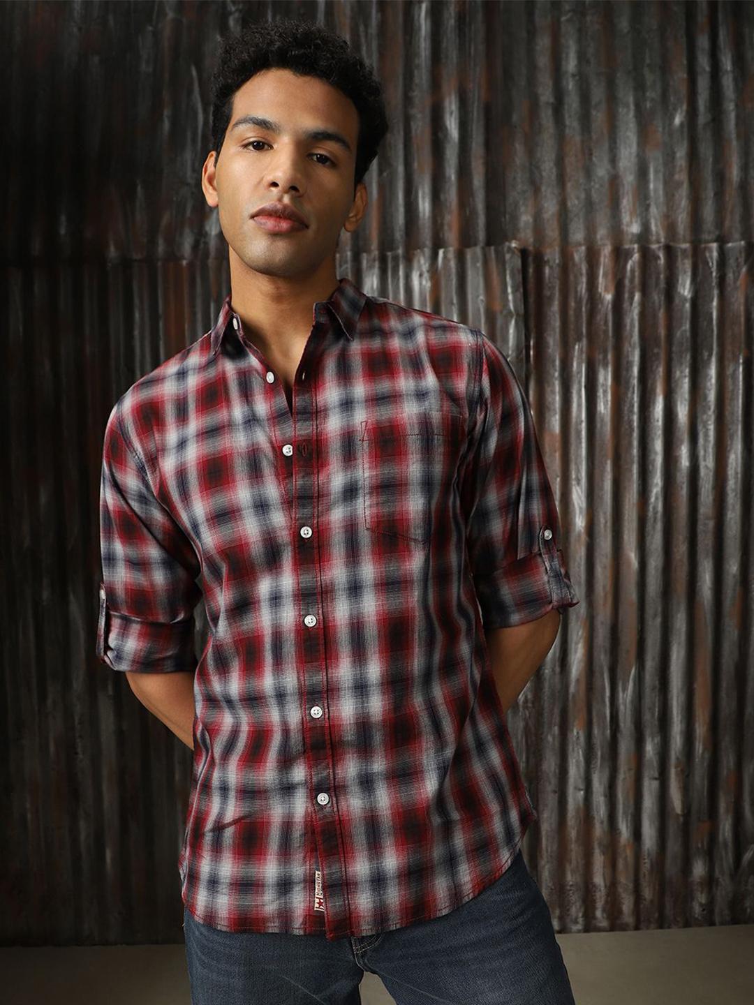 High Star Men Classic Tartan Cotton Regular Fit Checked Casual Shirt