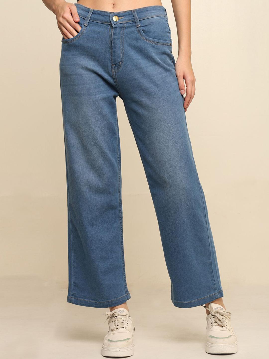 zayla Women Cotton Comfort Wide Leg High-Rise Stretchable Jeans
