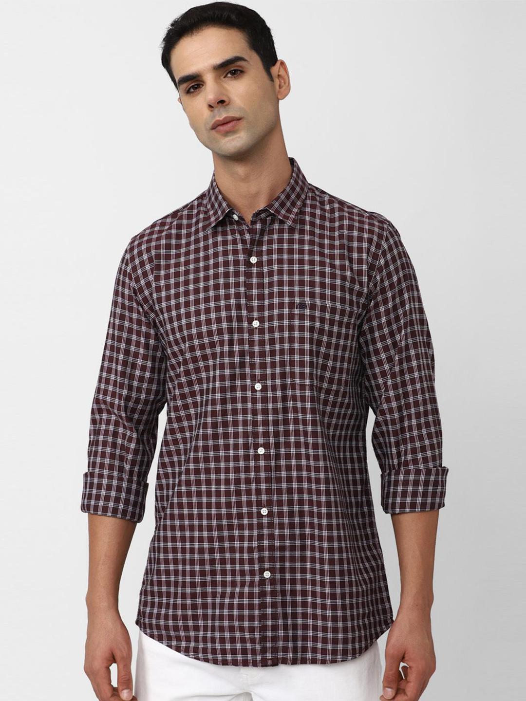 Peter England Casuals Men Spread Collar Tartan Checked Cotton Slim Fit Shirt