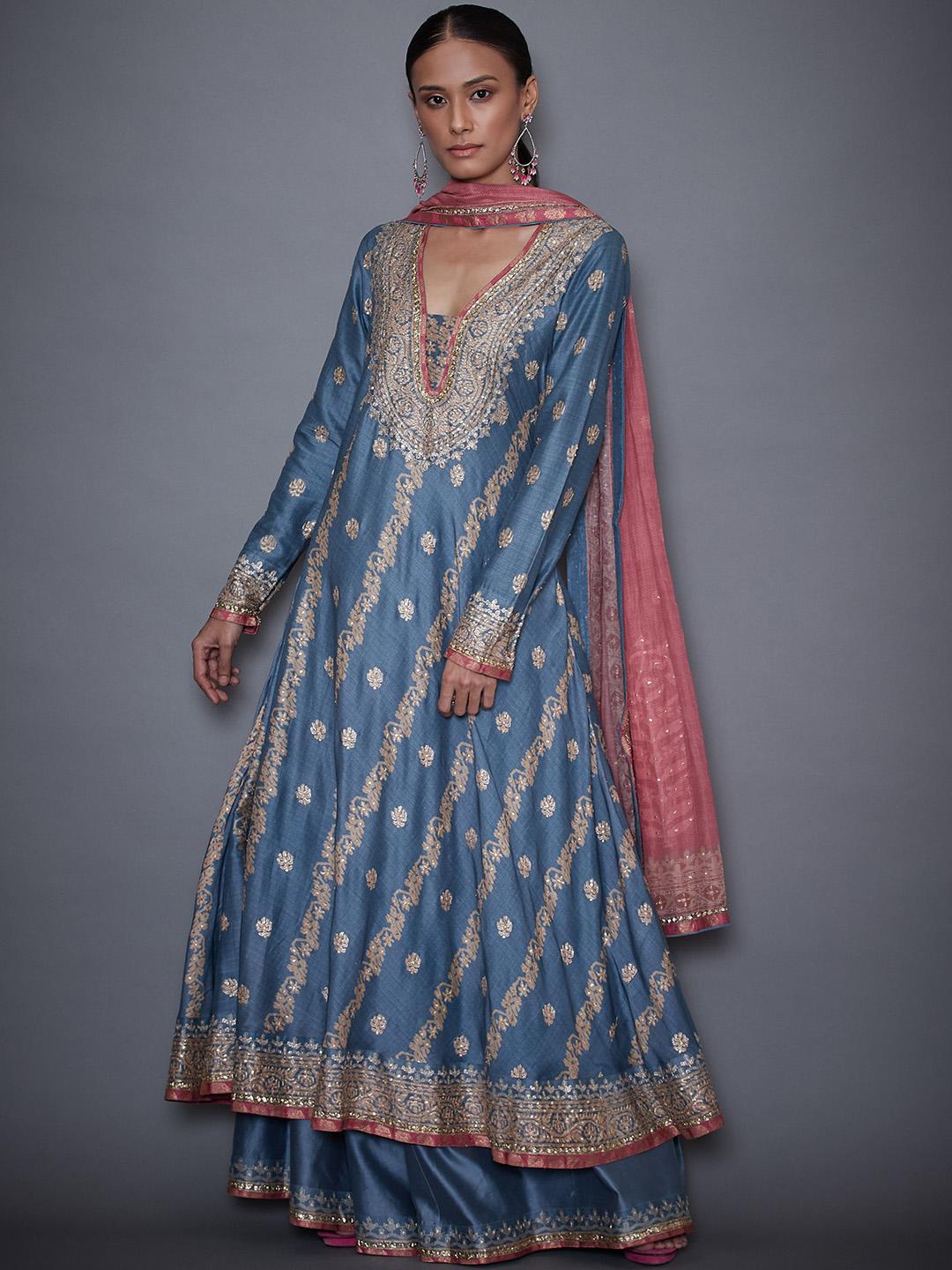 Buy Ri.Ritu Kumar Ethnic Motifs Kurta With Palazzos & With Dupatta ...