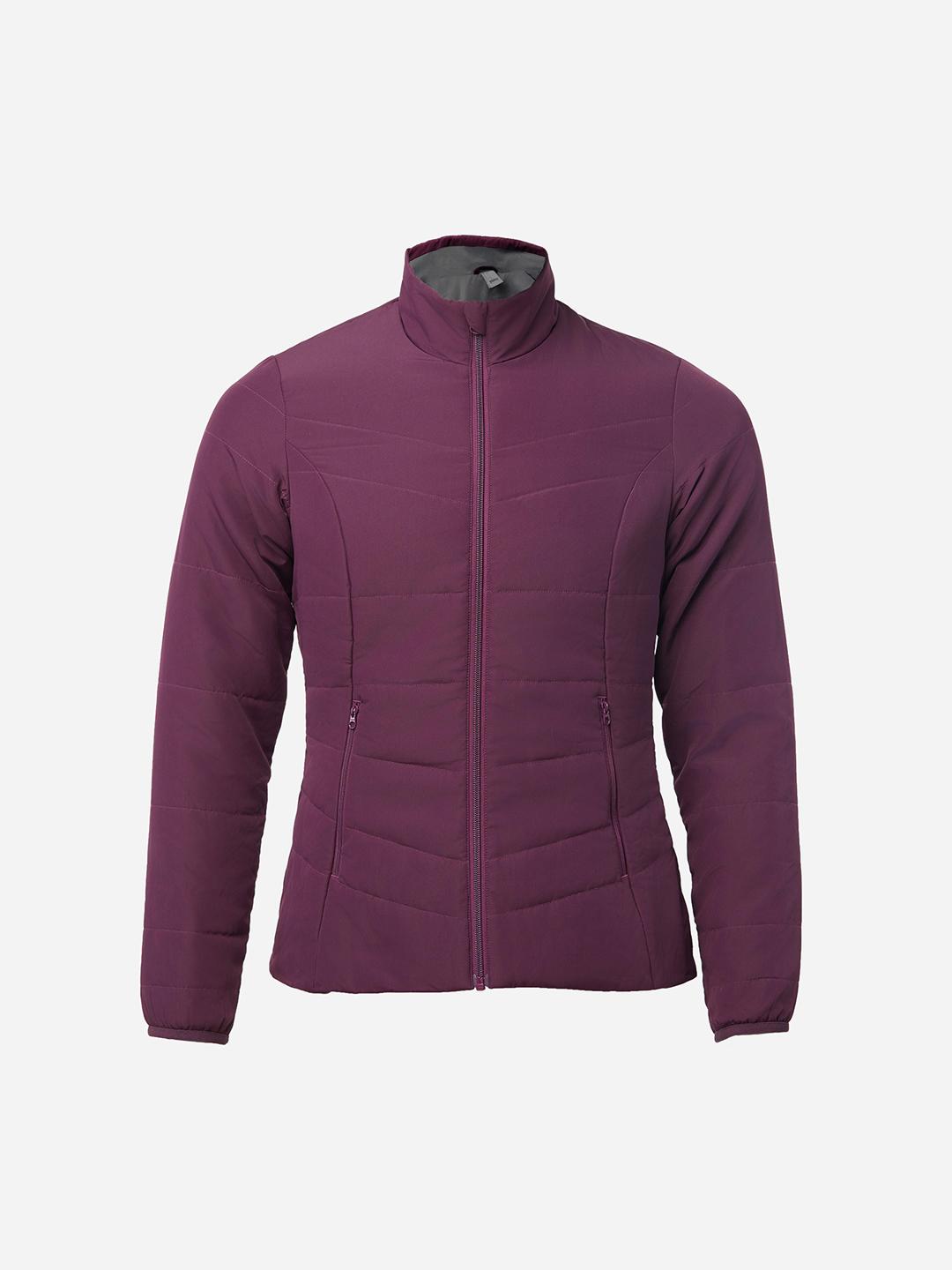 Decathlon Women Purple Navy Upto -0 Degrees Non-Hooded Synthetic Puffer Jacket