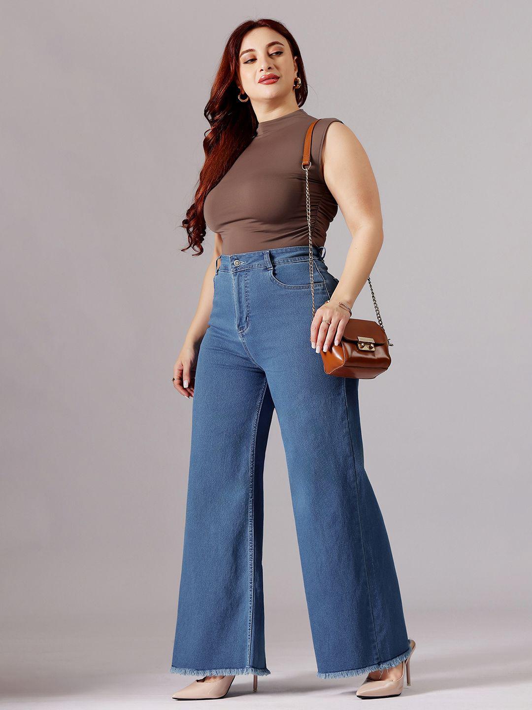 Miss Chase A+ Women Plus Size Wide Leg High-Rise Stretchable Jeans