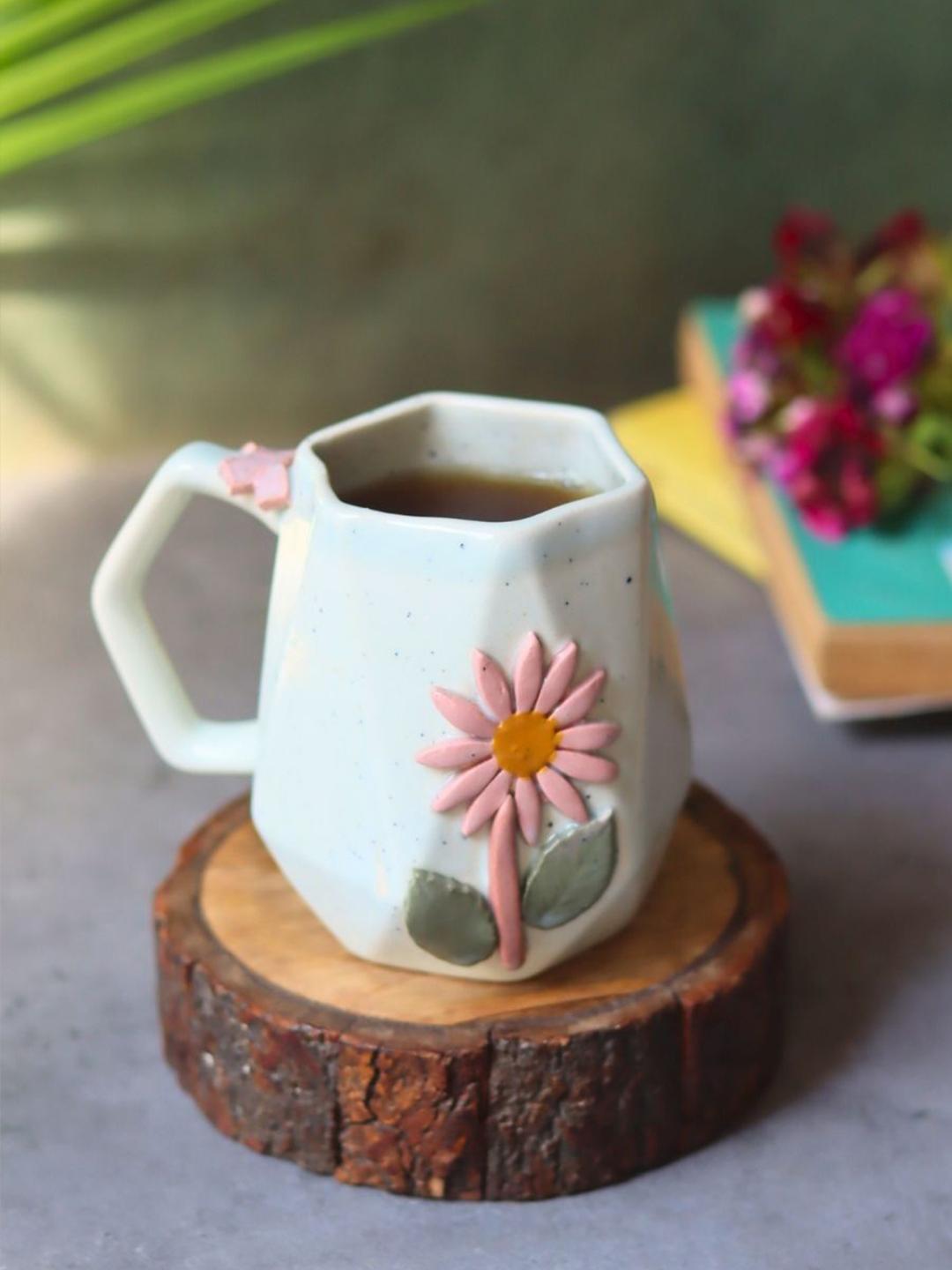Buy WEAVING HOMES 3D Bad Hair Day White Floral Ceramic Microwave Safe Mug 350ml -  - Home for Unisex