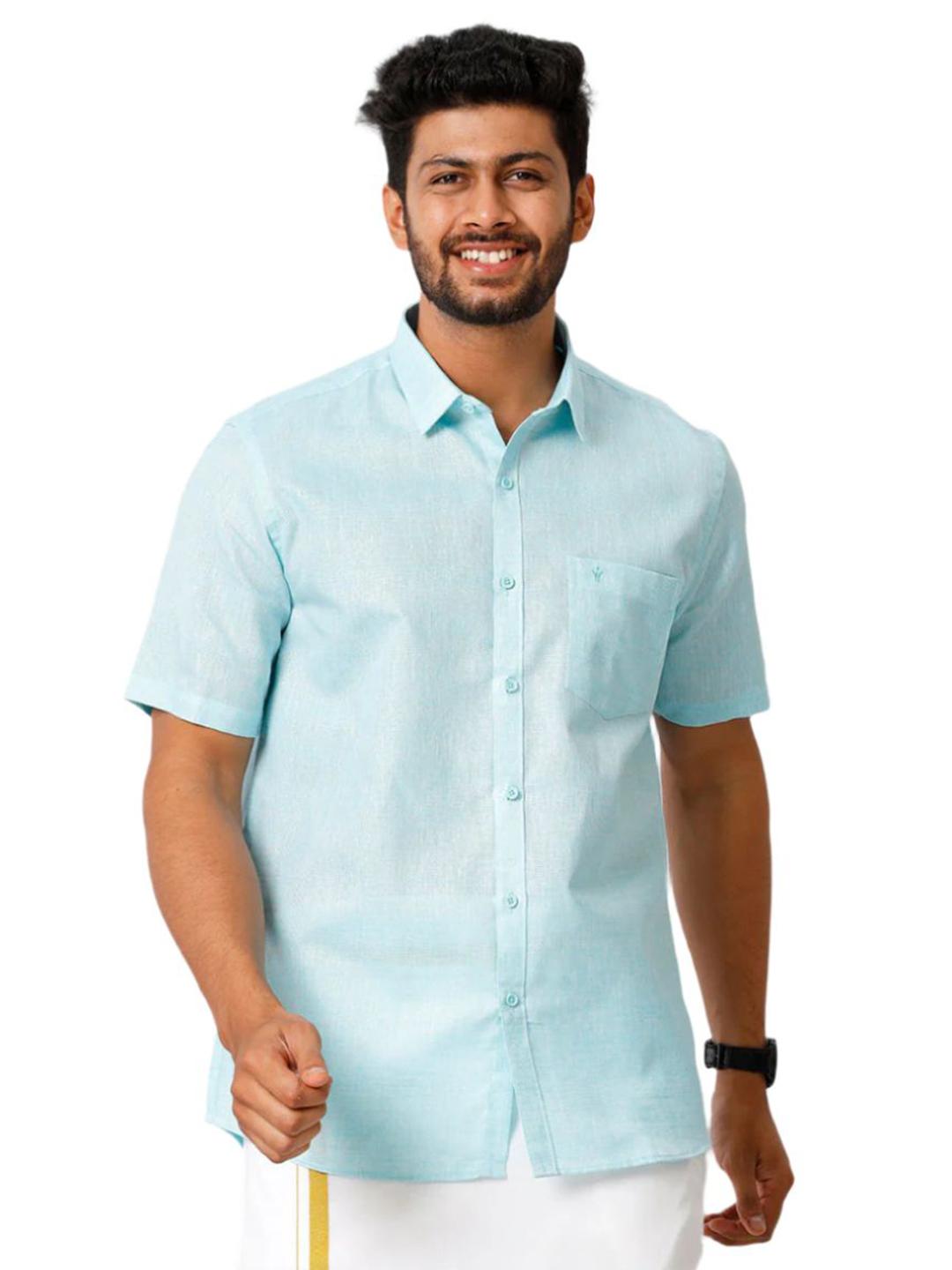 Ramraj Men Solid Spread Collar Casual Casual Shirt