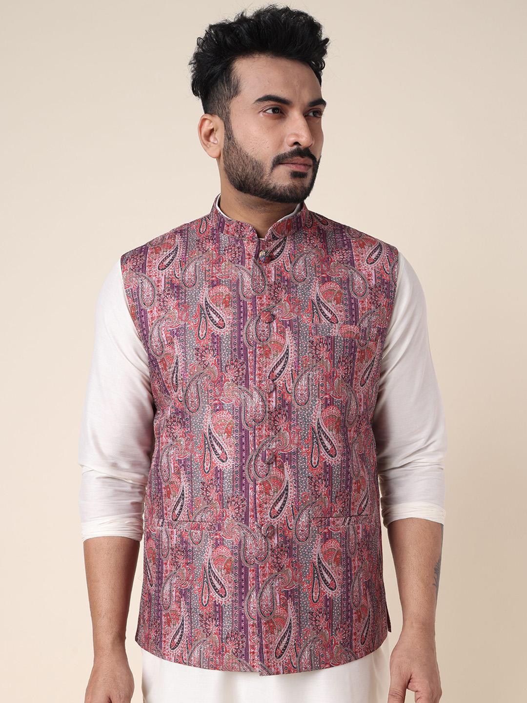 W & G Printed Woven Nehru Jacket