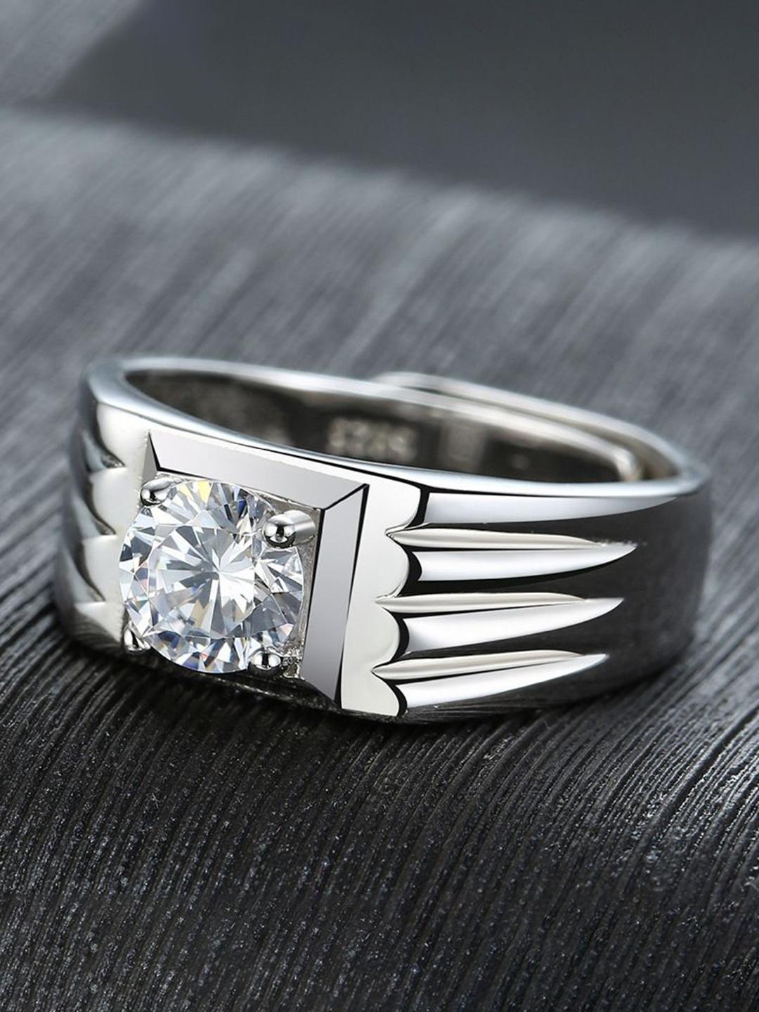 Buy The Roadster LifestyleCo Silver Plated American Diamond StuddedFingerRing -  - Accessories for Men