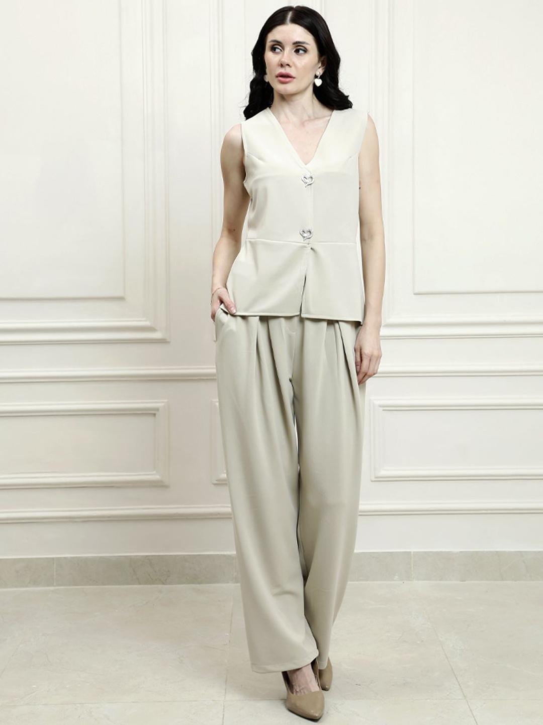 Buy Athena V Neck Waistcoat With Trousers Co Ords - - Apparel for Women