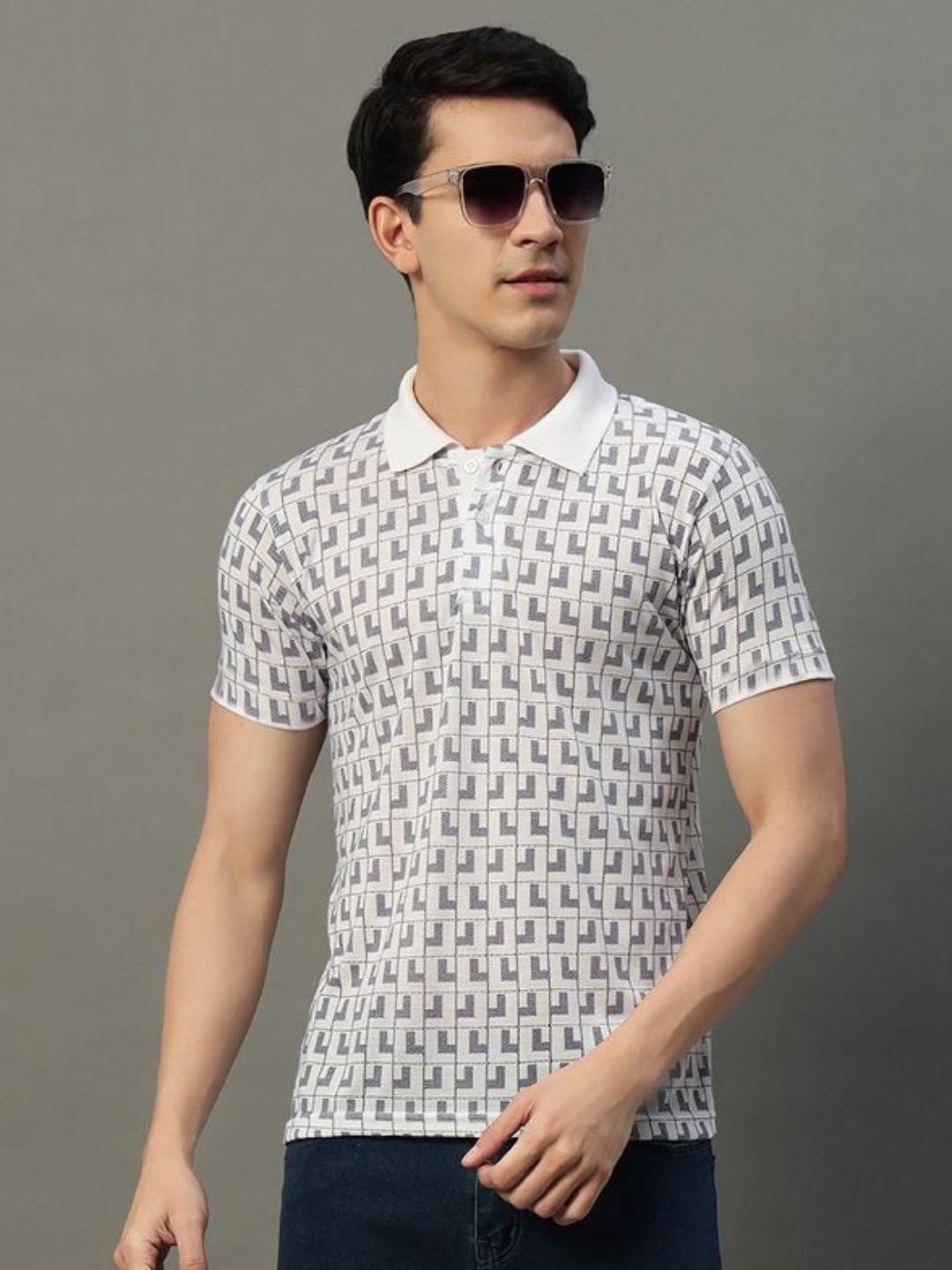 Buy SZN Men Abstract Printed Polo Collar T Shirt - Tshirts for Men ...
