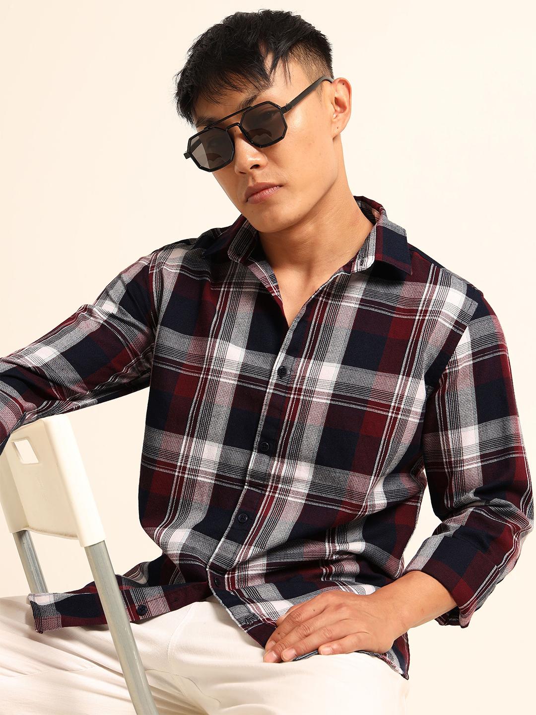 Bushirt Men Classic Checked Casual Shirt