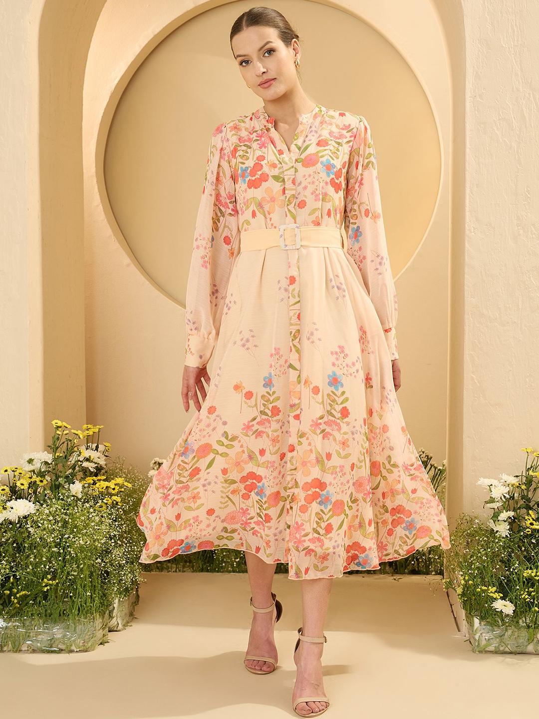 Anna Floral Stylish Chiffon A-Line Dress
