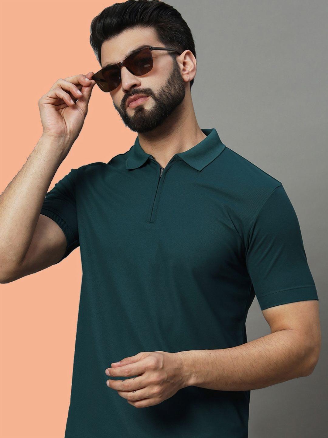 Buy SZN Men Solid Polo Collar Regular Fit T Shirt - Tshirts for Men ...