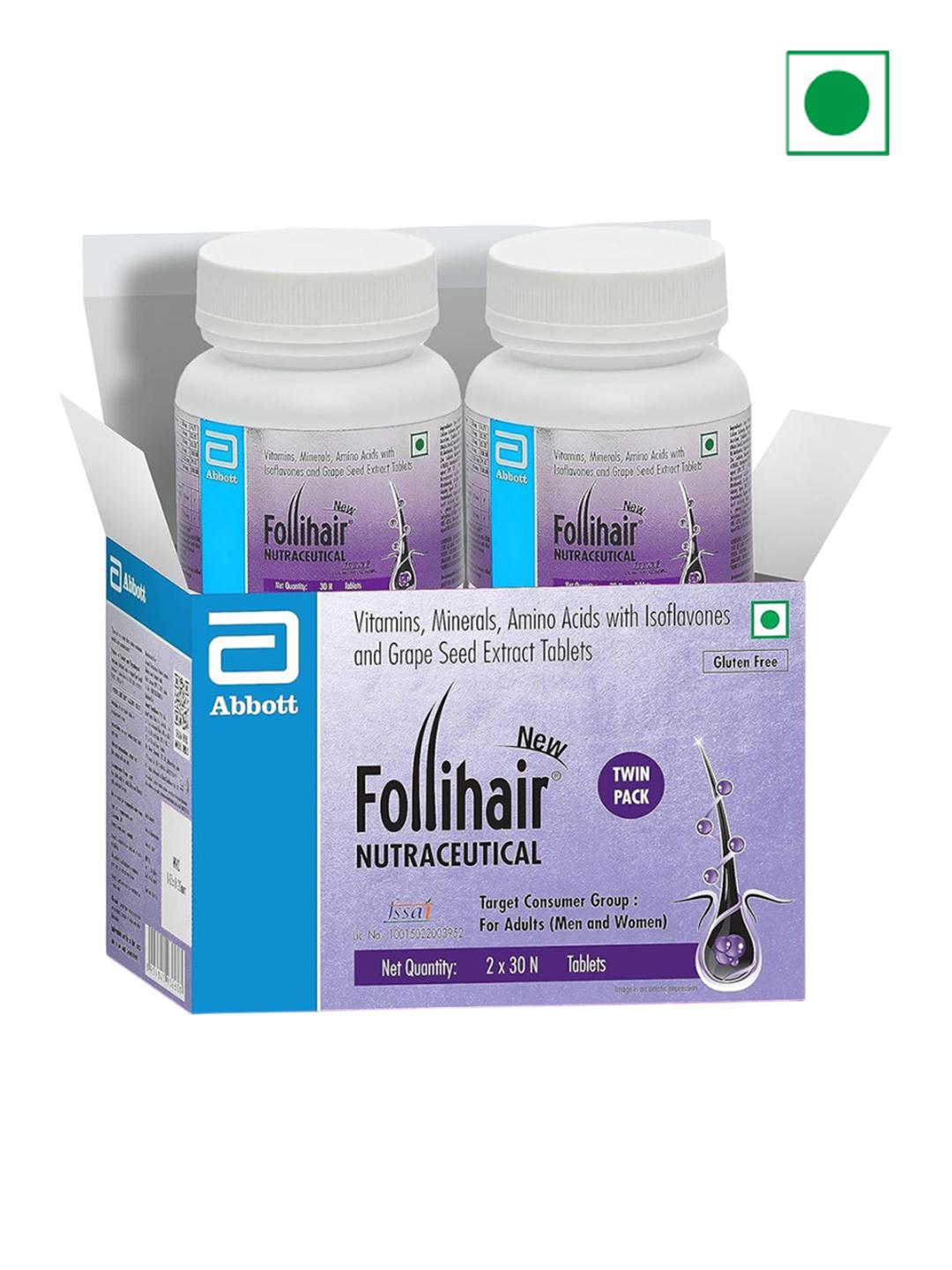 Buy Follihair Set Of 2 New A By Abbott Tablets For Nourish & Strengthen Hair 30 Tablets Each - - Personal Care for Unisex