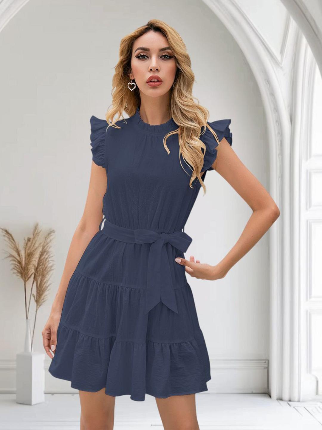 Buy The Roadster Lifestyle Co. Round Neck Ruffles Detail Tiered Fit ...