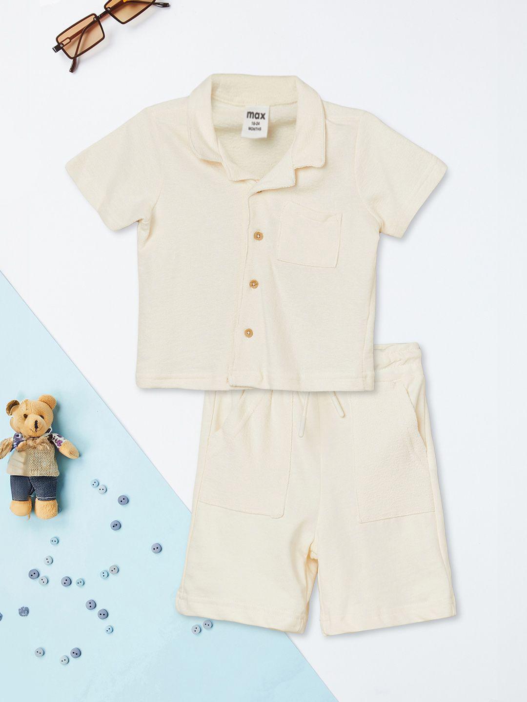 Buy Max Boys Cuban Collar Pure Cotton Shirt With Shorts - - Apparel for Boys