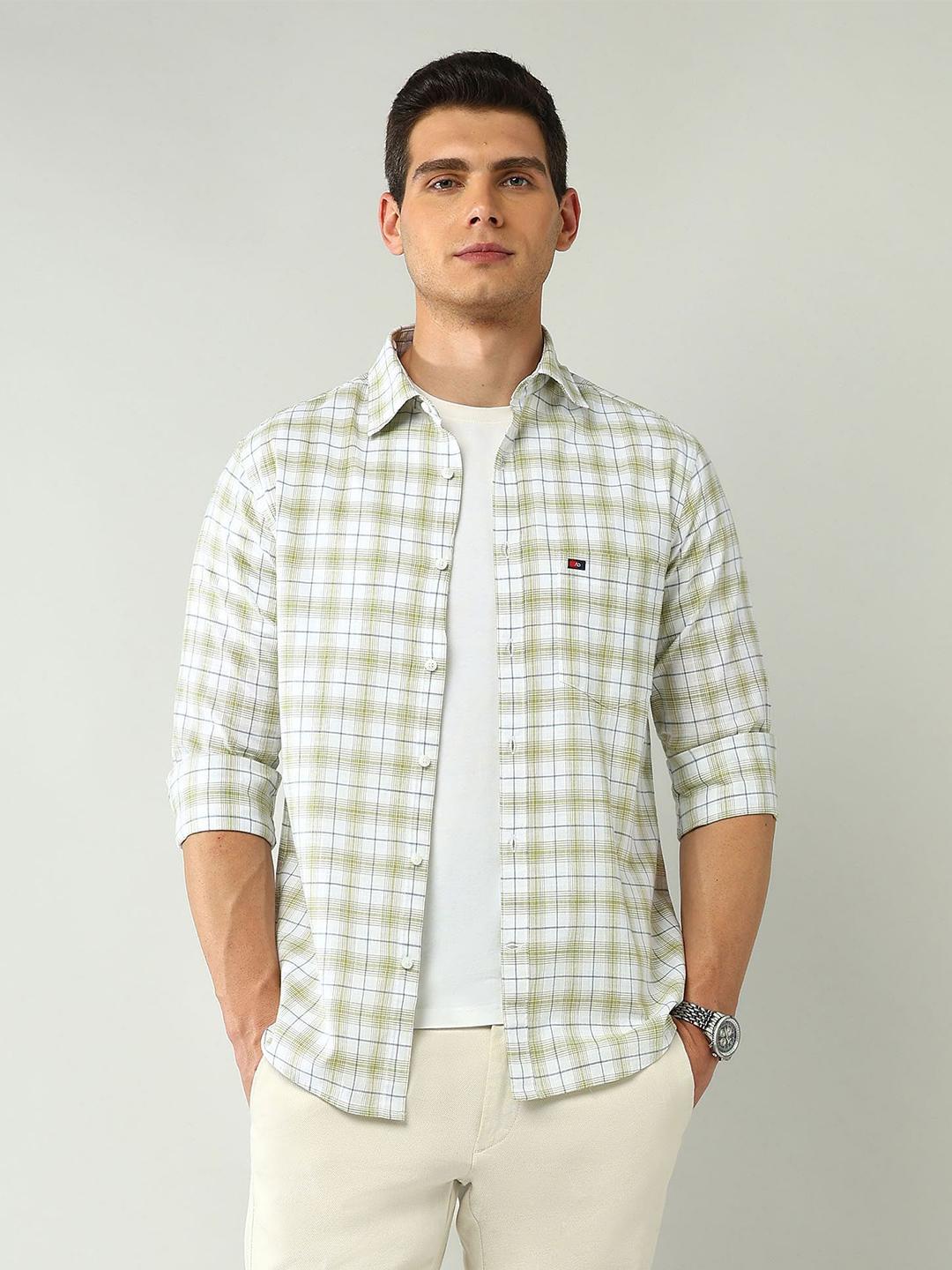 AD By Arvind Classic Slim Fit Tartan Checked Pure Cotton Casual Shirt