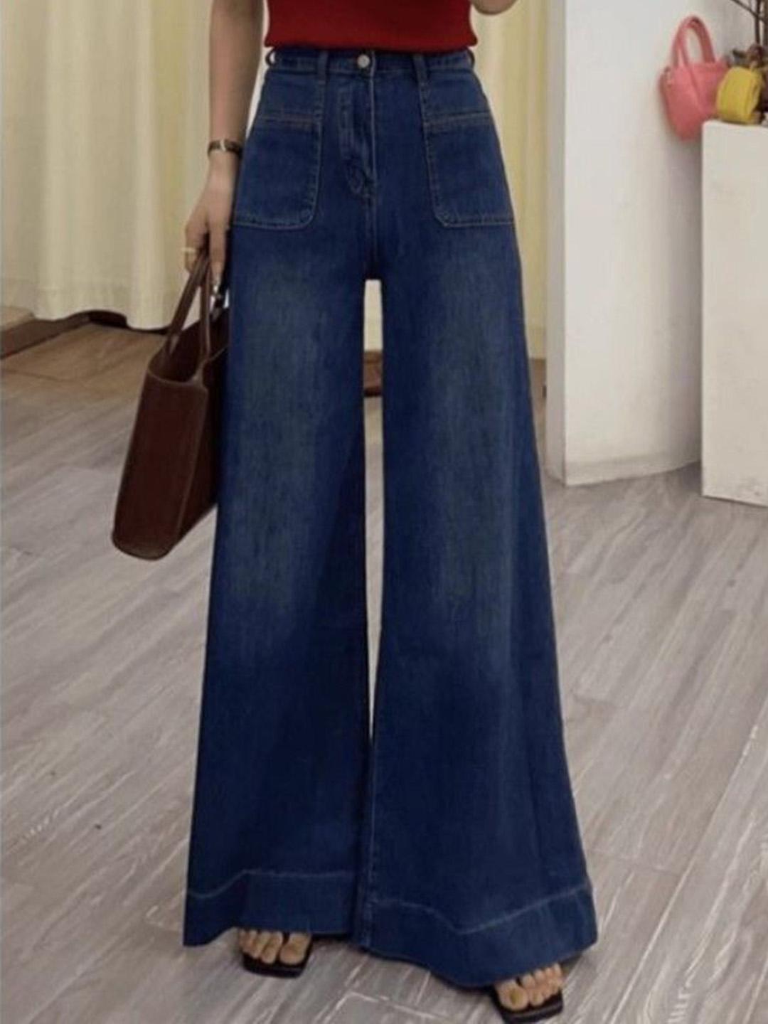 StyleCast Women Wide Leg Light Fade Cotton Jeans