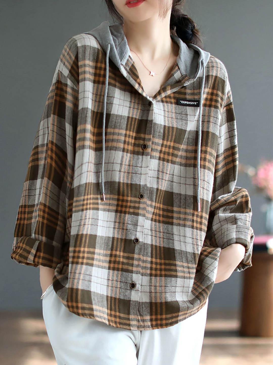 StyleCast x Revolte Women Checked Hooded Tailored Jacket