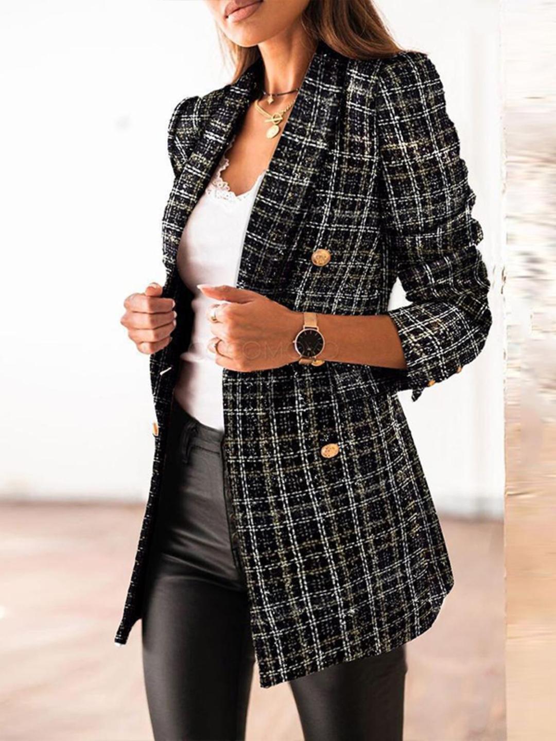 StyleCast Women Checked Longline Tailored Jacket
