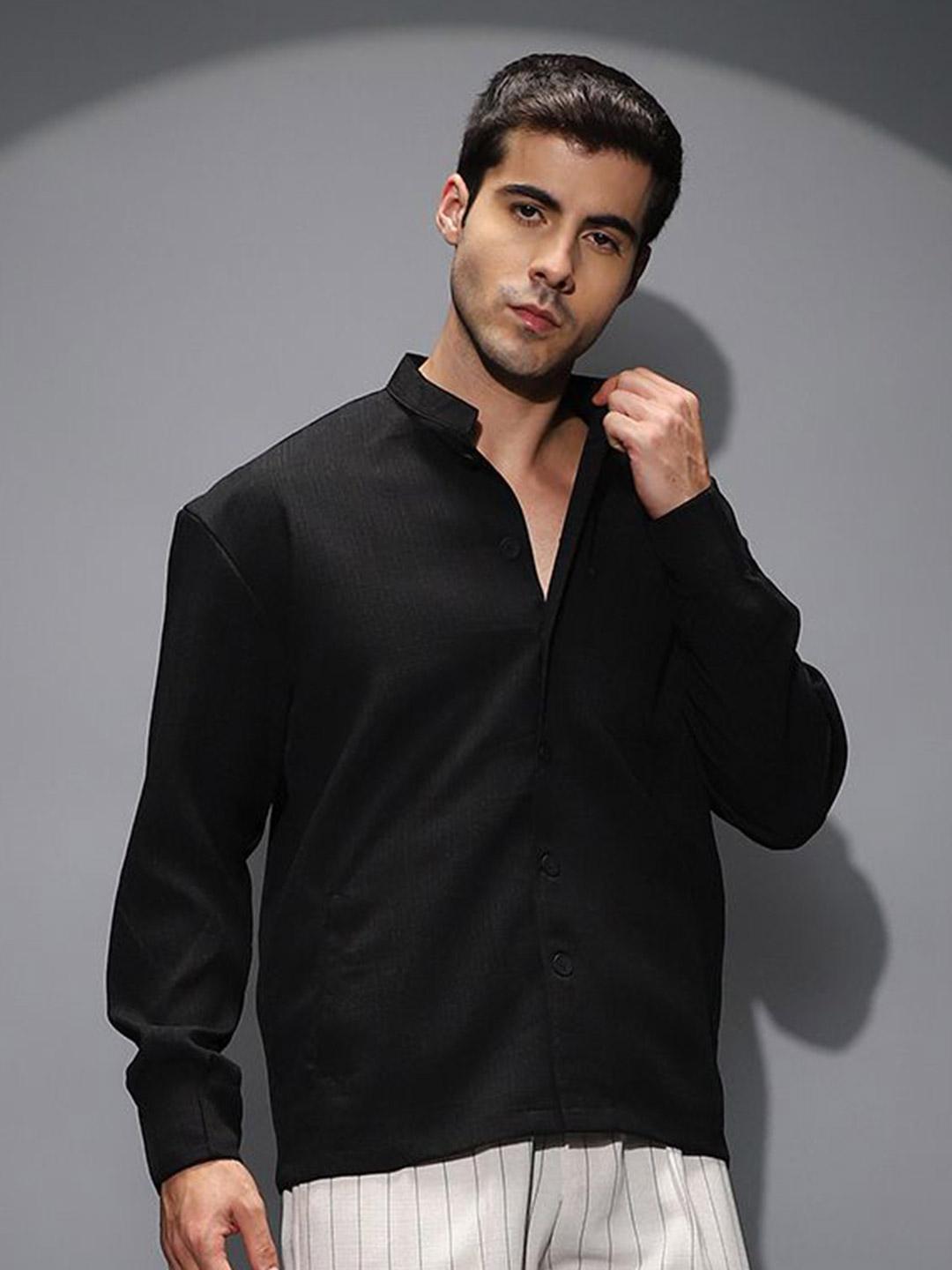 Campus Sutra Mandarin Collar Comfort Cotton Shirt