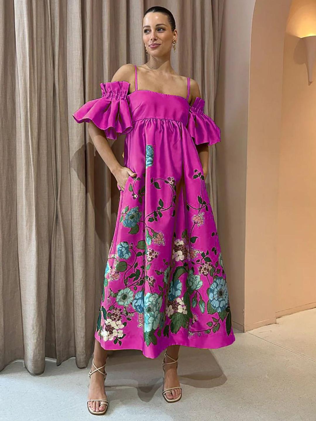 Buy StyleCast X Revolte Floral Print A Line Midi Dress - Dresses for ...