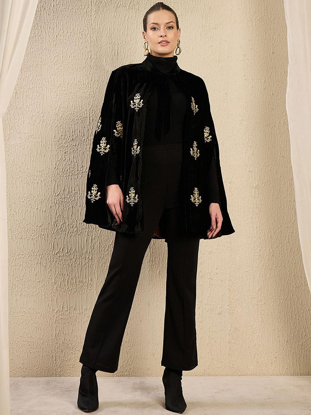 First Resort by Ramola Bachchan Women Floral Cape Jacket with Embroidered