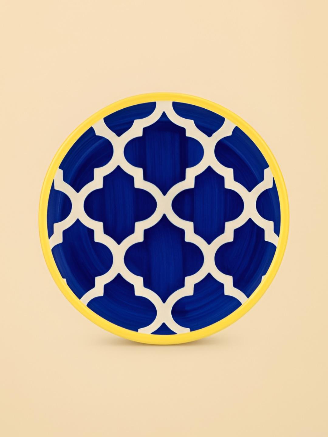 Buy Myntra Elegant Homes Blue And White Ethnic Motifs Printed Ceramic Glossy Plates - - Home for Unisex