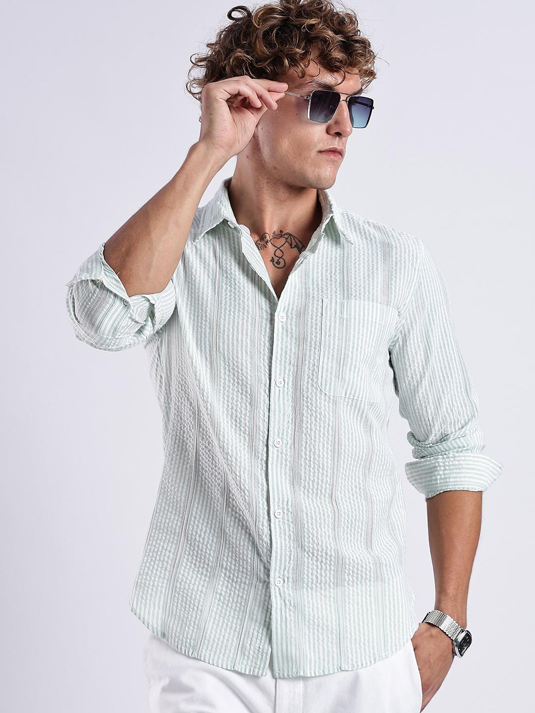 HERE&NOW Men Slim Fit Striped Casual Shirt