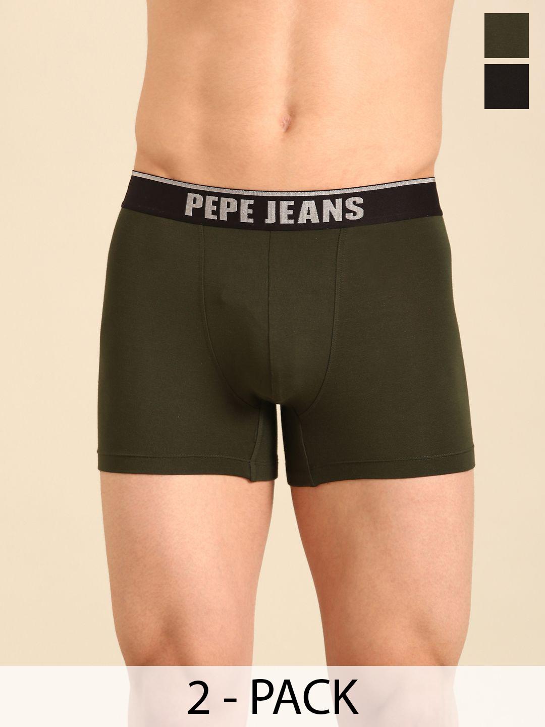 Buy Pepe Jeans Pack Of 2 4 Way Stretchable Mid Rise Trunks 8909345001609 - - Apparel for Men