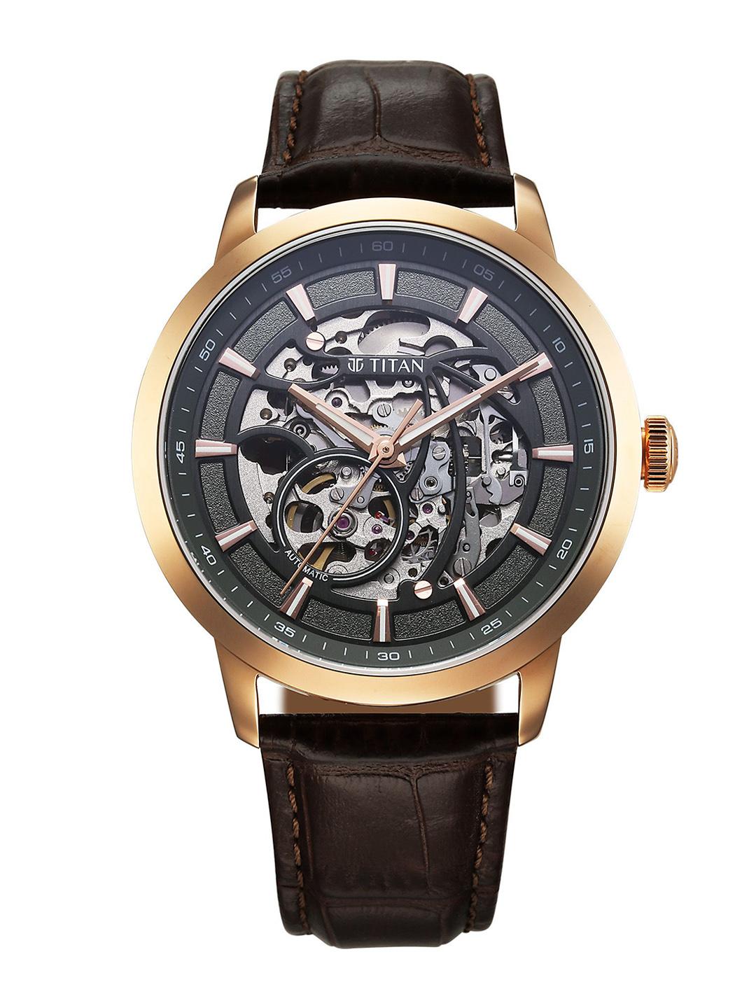 Titan Men Skeleton Dial & Leather Straps Analogue Automatic Motion - Image 1