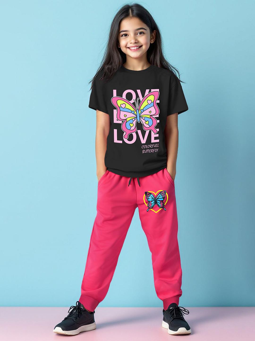 Buy YK X Trampoline Girls Round Neck Printed T Shirt With Joggers -  - Apparel for Girls