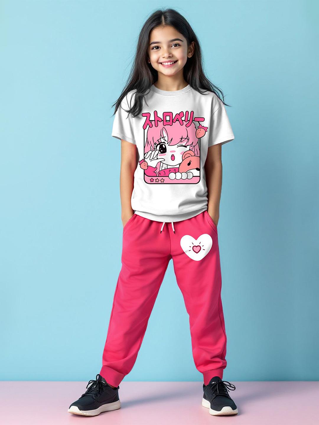 Buy YK X Trampoline Girls Round Neck Printed T Shirt With Joggers -  - Apparel for Girls