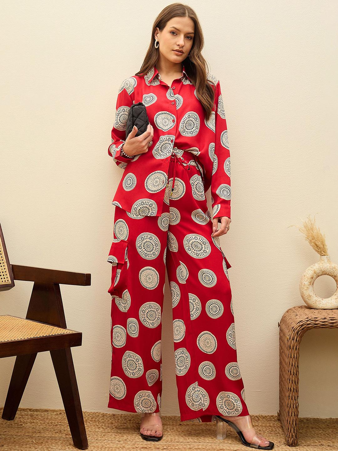 Buy SASSAFRAS Printed Oversize Shirt With Trousers Co Ords -  - Apparel for Women