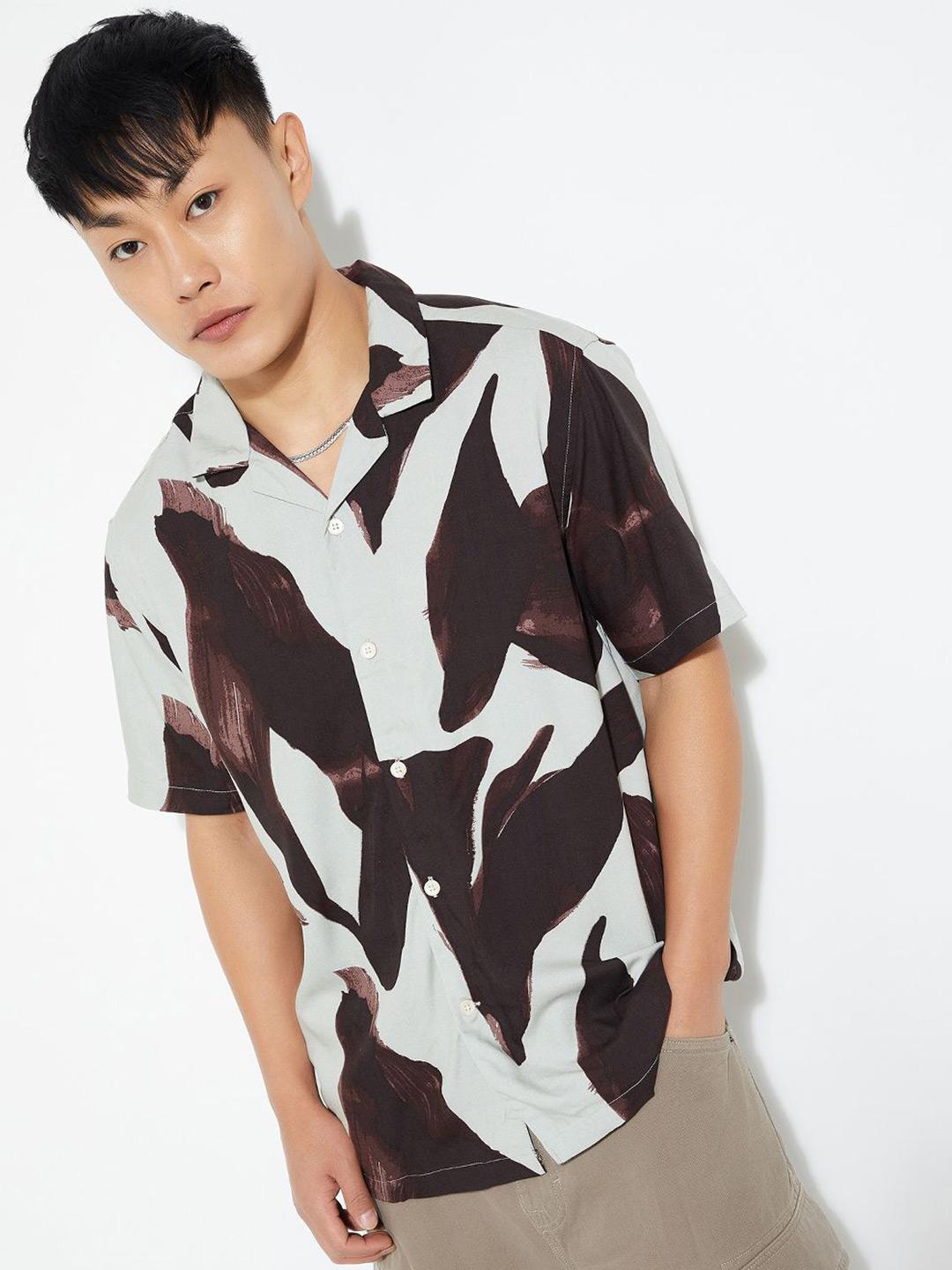 max Men Printed Regular Fit Spread Collar Casual Shirt