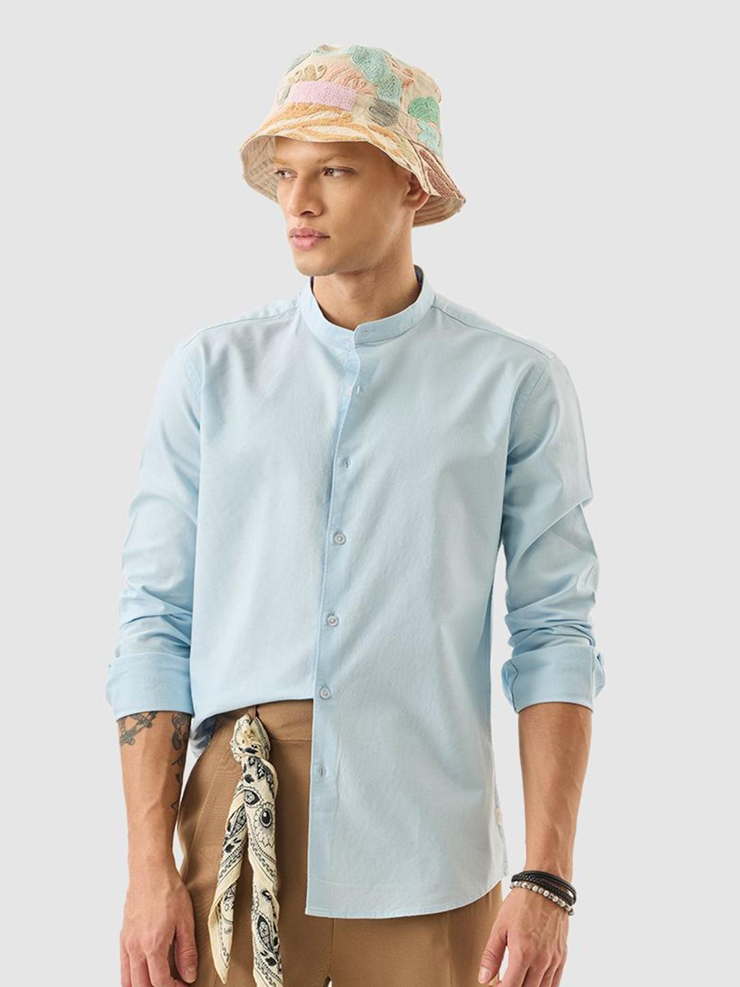 Snitch Men Slim Fit Light Blue Solid Shirt