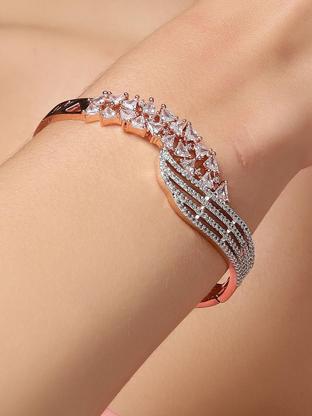 Buy KARATCART Rose Gold Plated American Diamond Bangle Style Bracelet - - Accessories for Women